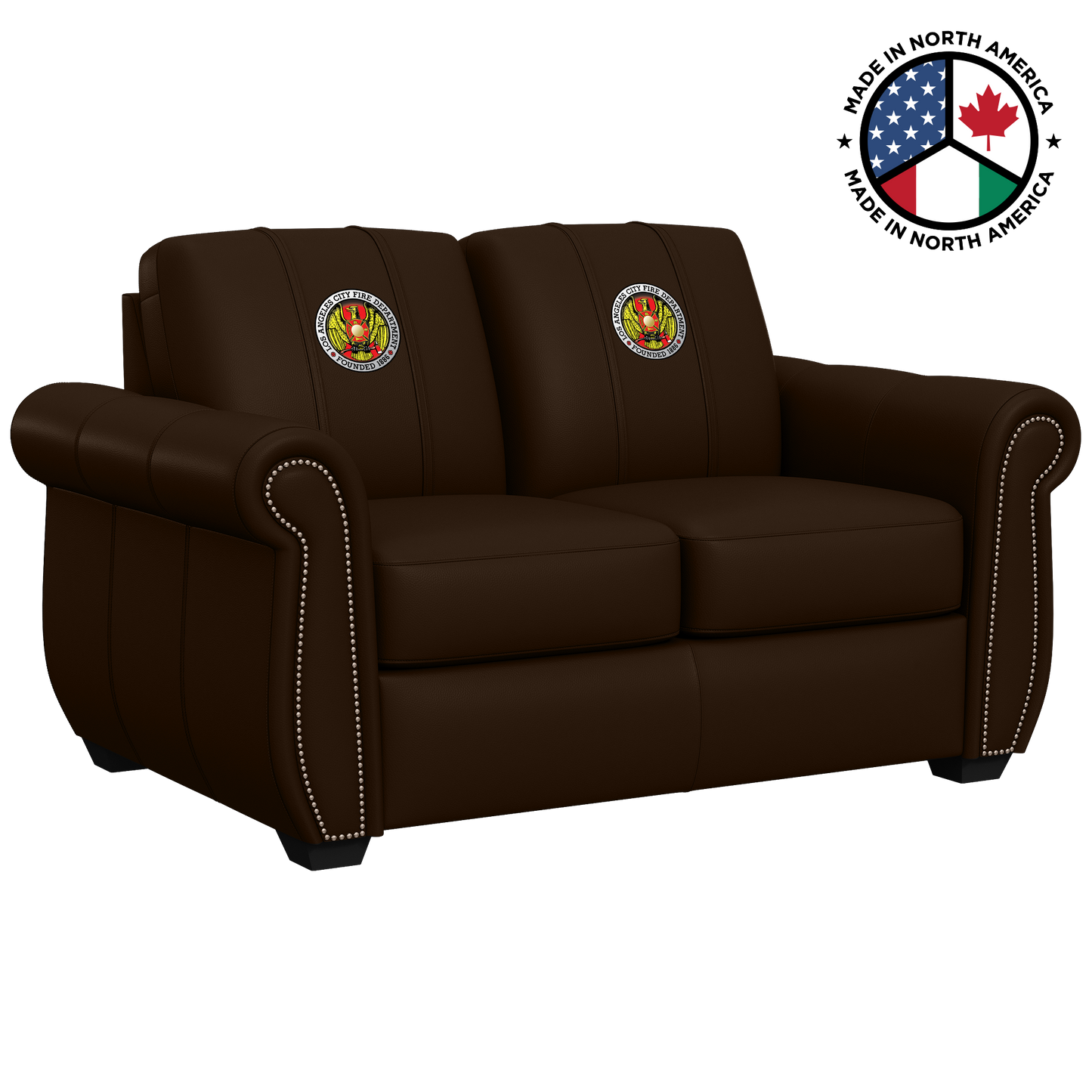 Chesapeake Stationary Loveseat in Top Grain Leather with Custom Logo