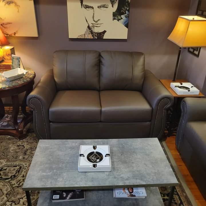 Chesapeake Stationary Loveseat in Top Grain Leather with Custom Logo