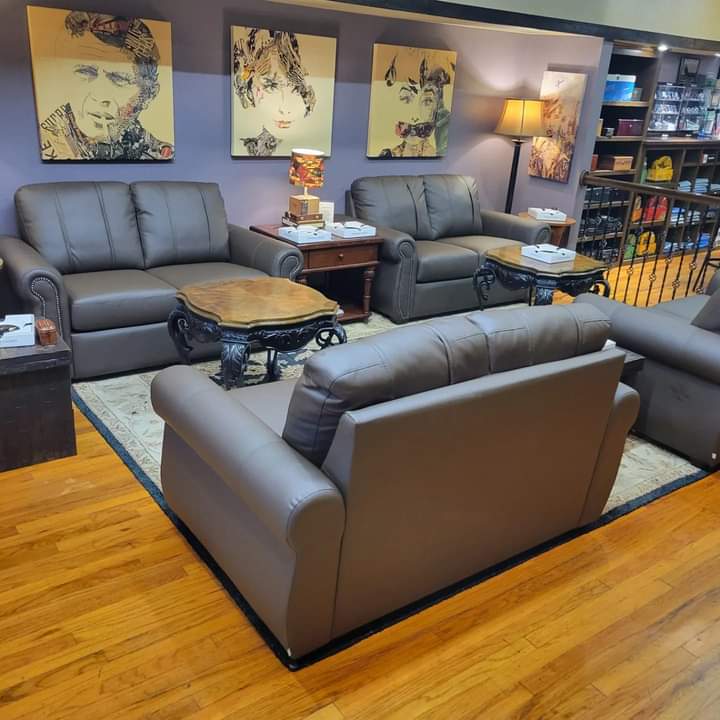 Chesapeake Stationary Loveseat in Top Grain Leather with Custom Logo