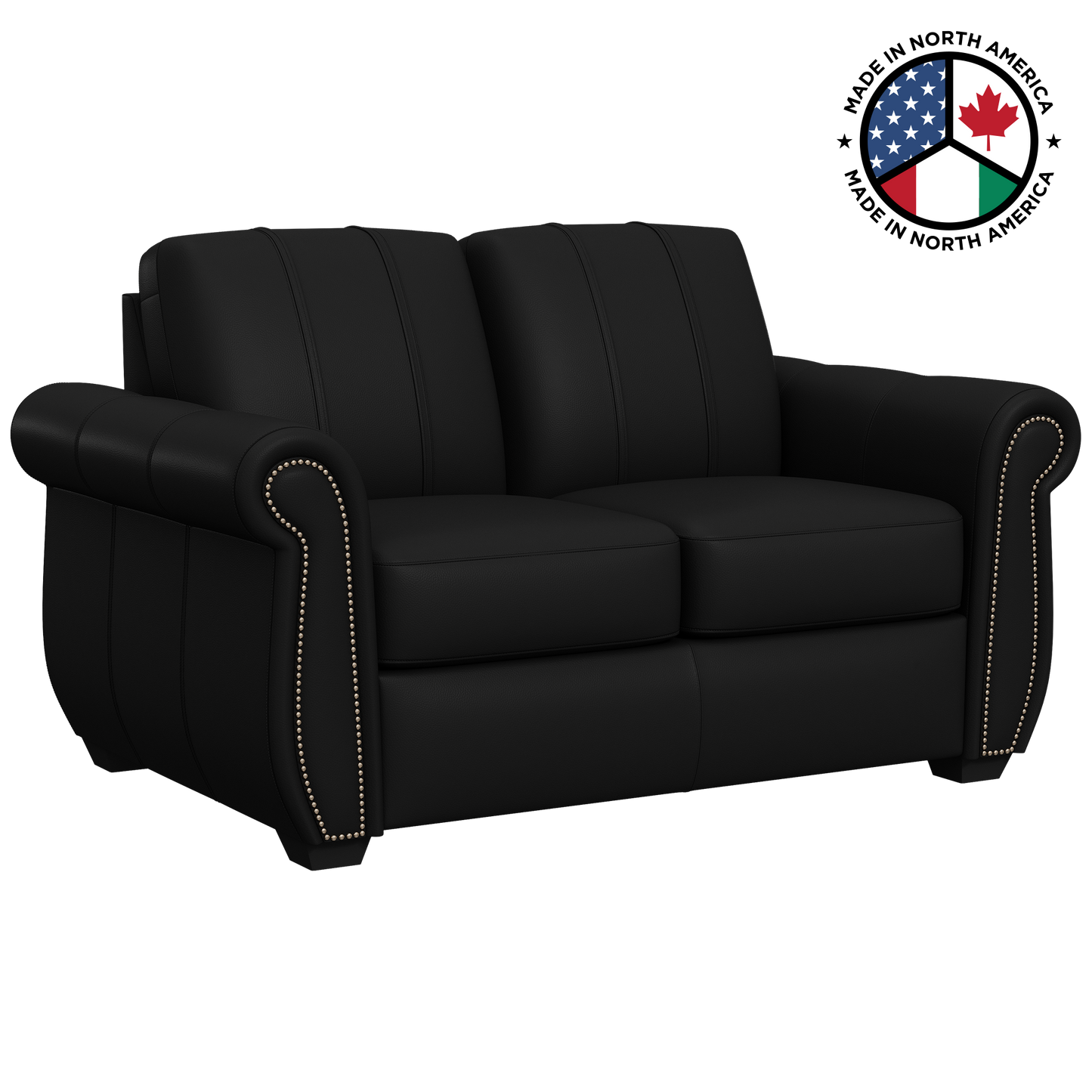 Chesapeake Stationary Loveseat in Synthetic Leather with Nailhead Trim