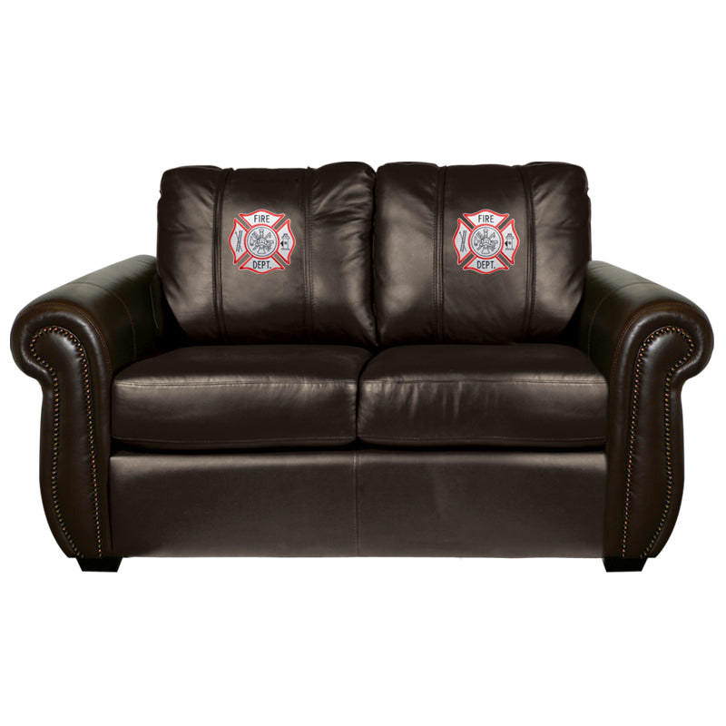 Chesapeake Stationary Loveseat in Synthetic Leather with First Responder Logo