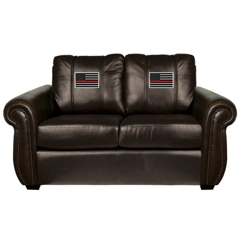 Chesapeake Stationary Loveseat in Top Grain Leather with First Responder Logo