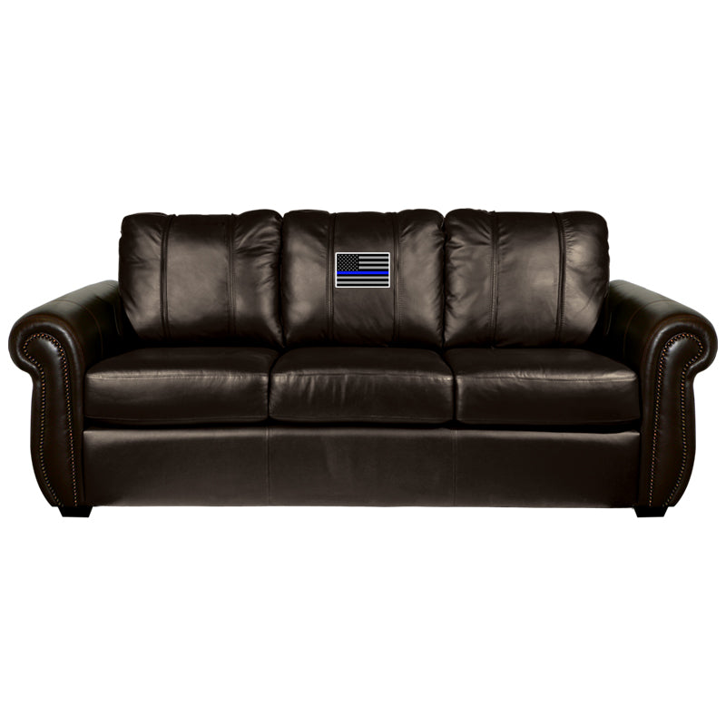 Chesapeake Stationary Sofa Top Grain Leather with First Responder Logo