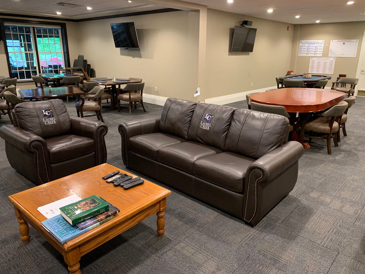 Chesapeake Stationary Sofa Top Grain Leather with First Responder Logo