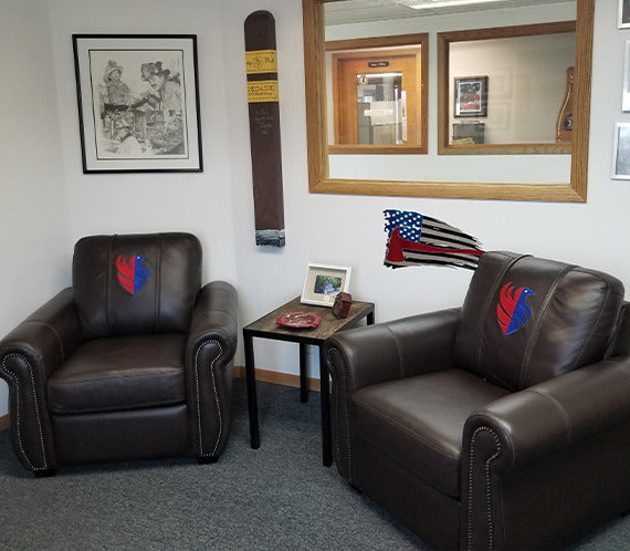 Chesapeake Club Chair in Top Grain Leather with First Responder Logo