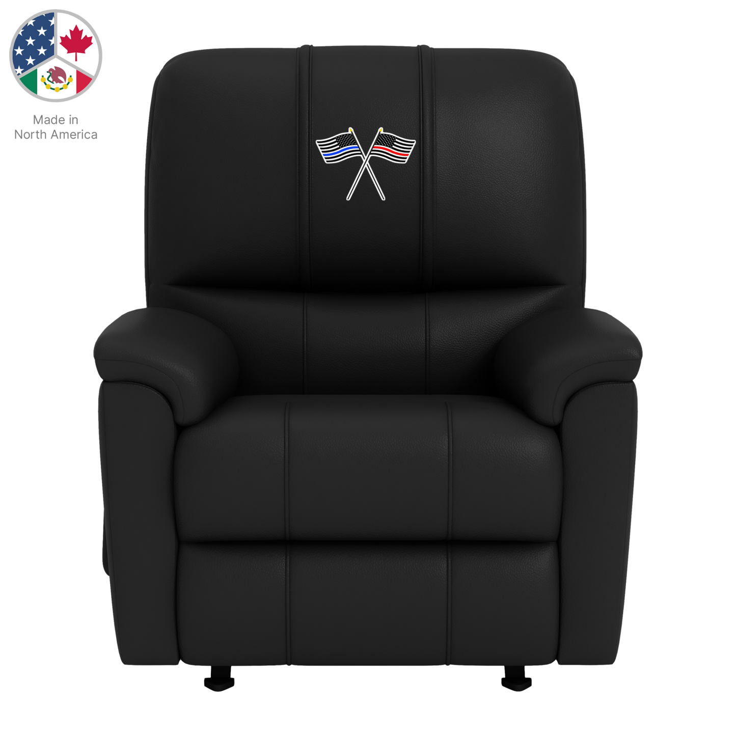 Freedom Rocker Recliner Plush Black Synthetic Leather with First Responder Logo