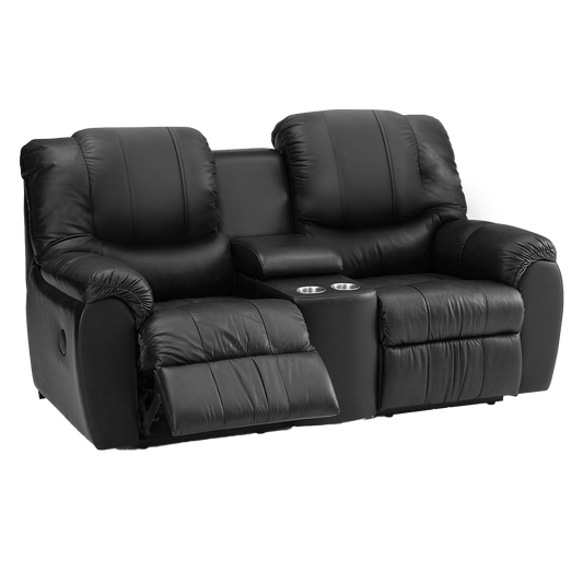 Crew Reclining Loveseat Plush Black Synthetic Leather