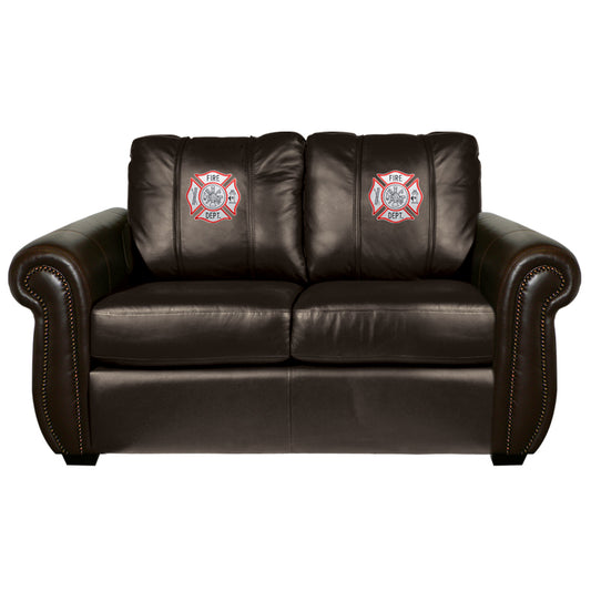 Chesapeake Stationary Loveseat in Synthetic Leather with First Responder Logo