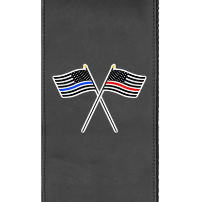 Red and Blue Line Flags Logo Panel